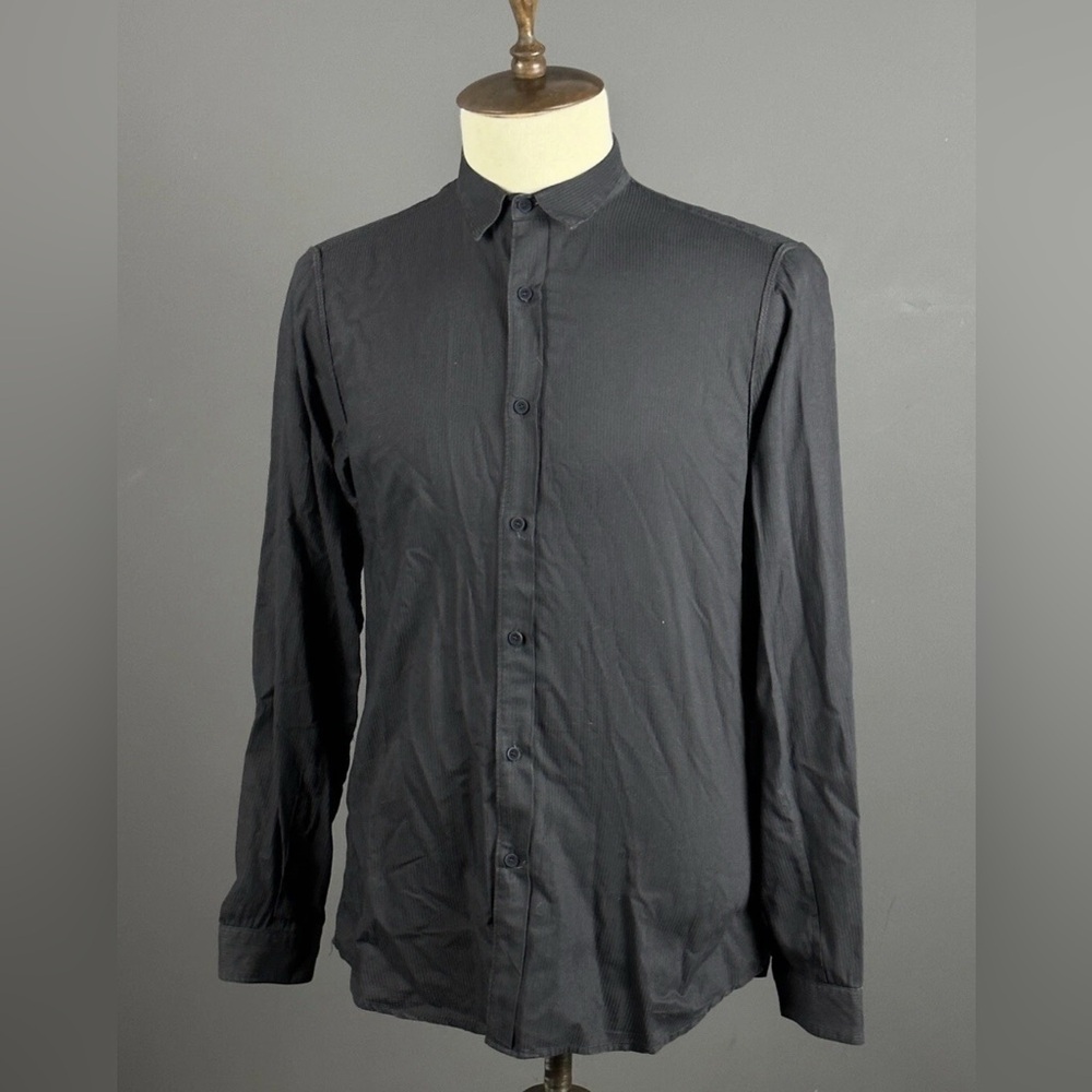 TRANSIT UOMO 200 Black Cotton Long Sleeve Button Down Shirt Size M